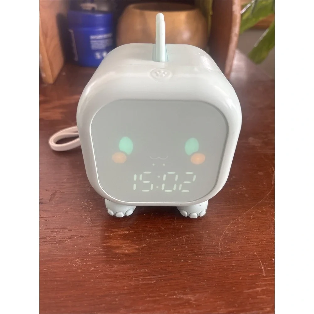 Cute Dinosaur Kids Alarm Clock Sleep Trainer Night‎ Light Voice Activated Green